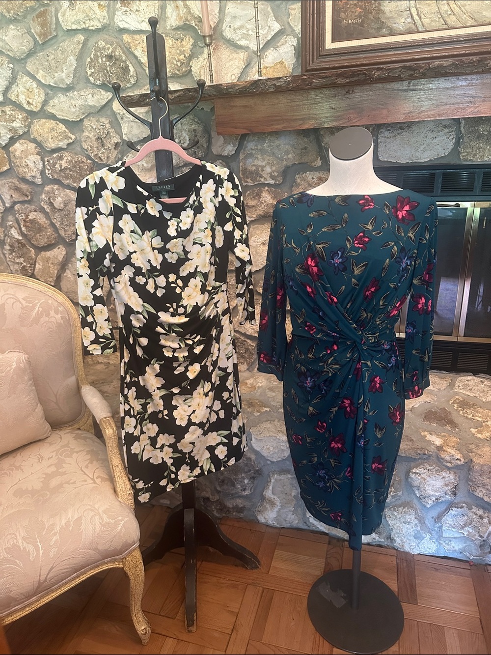 Set of 2 Lauren Ralph Lauren Floral Sheath Faux Wrap Dresses - Size 8 & 10